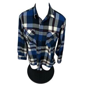 Back Packer Men Large 16-16.5 Plaid Button Up Long Sleeve Shirt Outdoor B27v